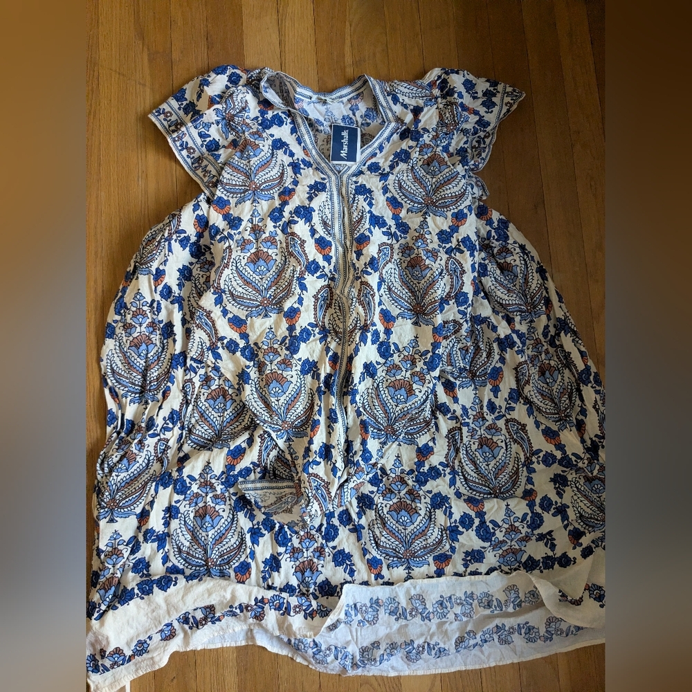 Blue and Orange Patterned Dress